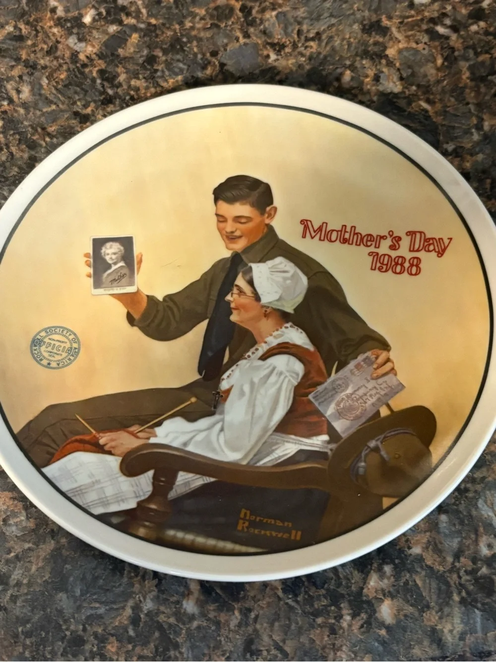 Mother's Day 1988 Decorative Plate - Norman Rockwell Design